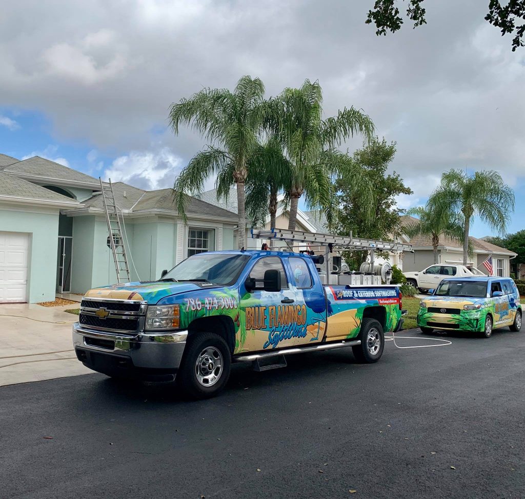 Blue Flamingo SoftWash - Roof and Exterior Cleaning Services in the Miami, Florida area.